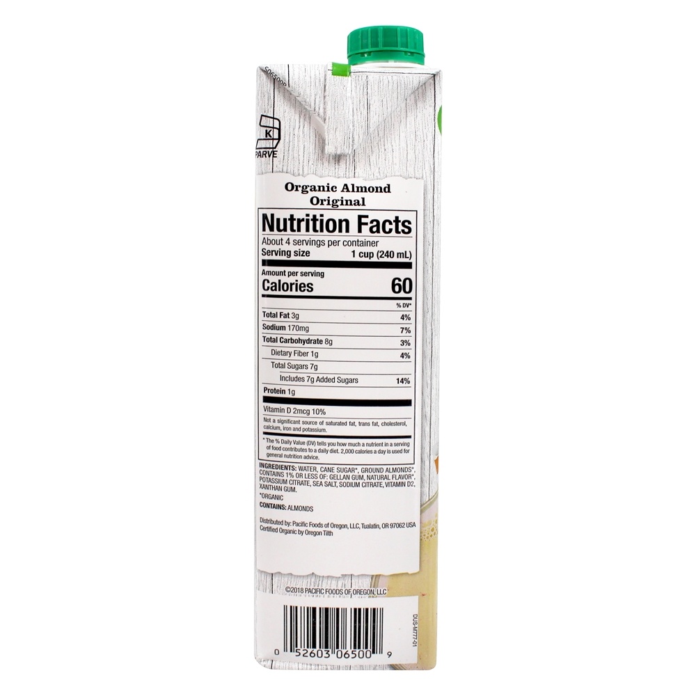 Original Organic Milk Amêndoa - 32 fl. oz. Pacific Foods - Imagem 2