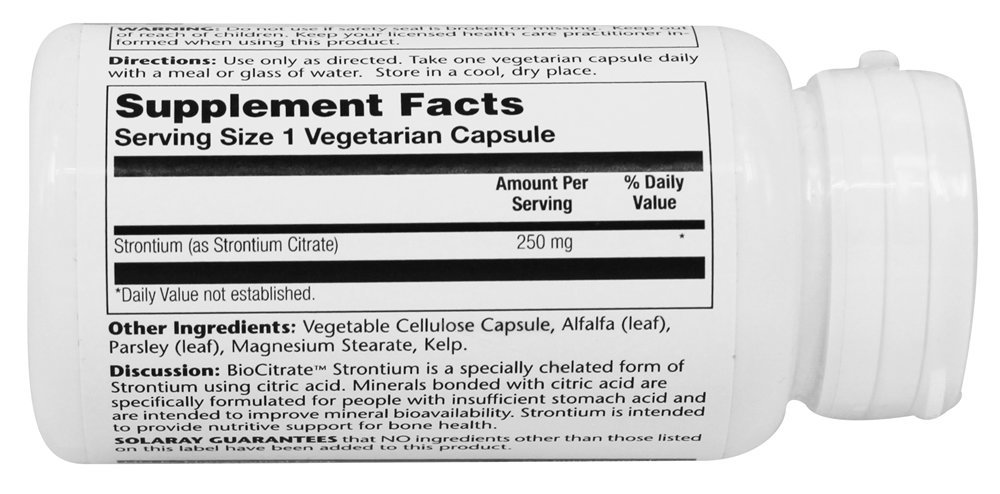 BioCitrato de Estrôncio - Cápsulas vegetarianas 60 Solaray - Imagem 2