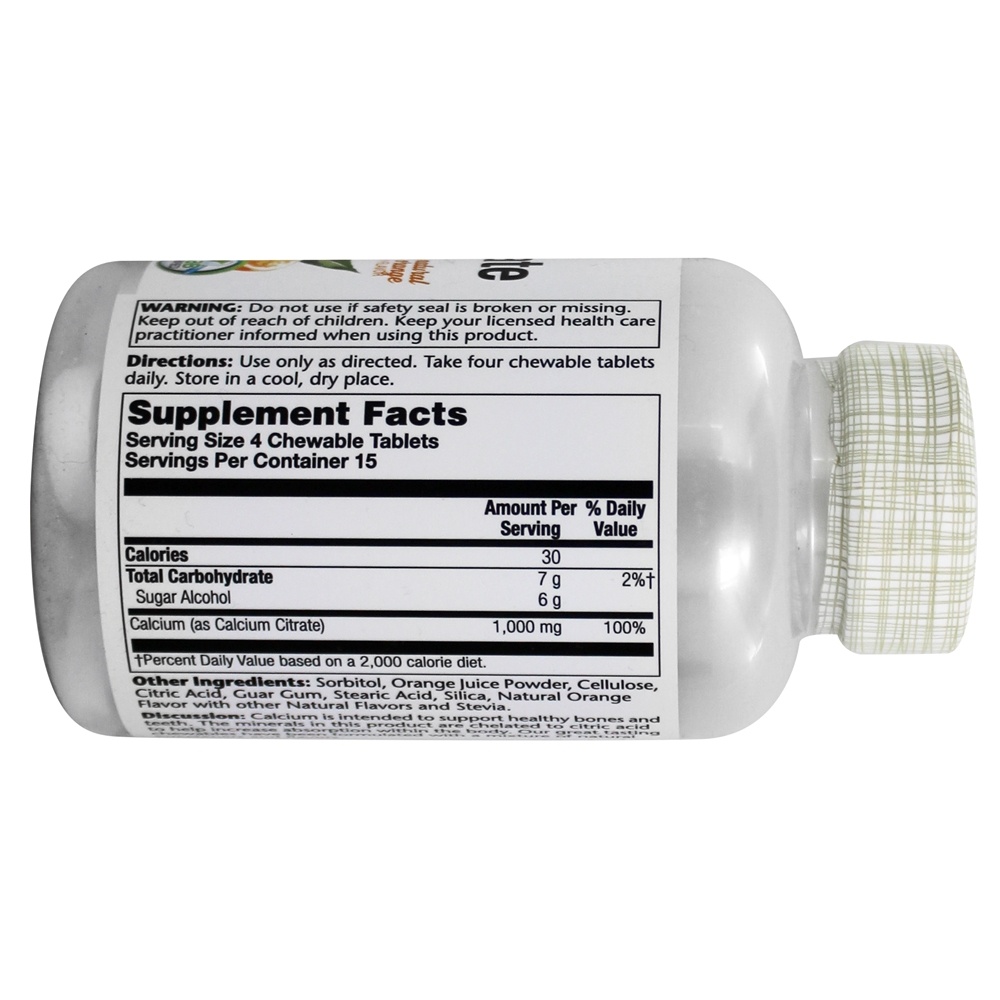 Citrato de Cálcio Sabor Laranja Natural Mastigável 1000 mg. - 60 Mastigáveis Solaray - Imagem 2