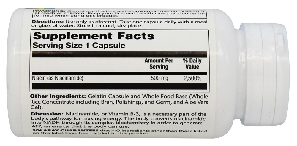 Niacinamida 500 mg. - Cápsulas 100 Solaray - Imagem 2