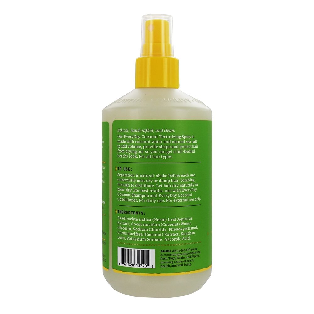 Todos os dias coco coco spray de textura para cabelo puramente aroma de coco - 12 fl. oz. Alaffia - Imagem 2