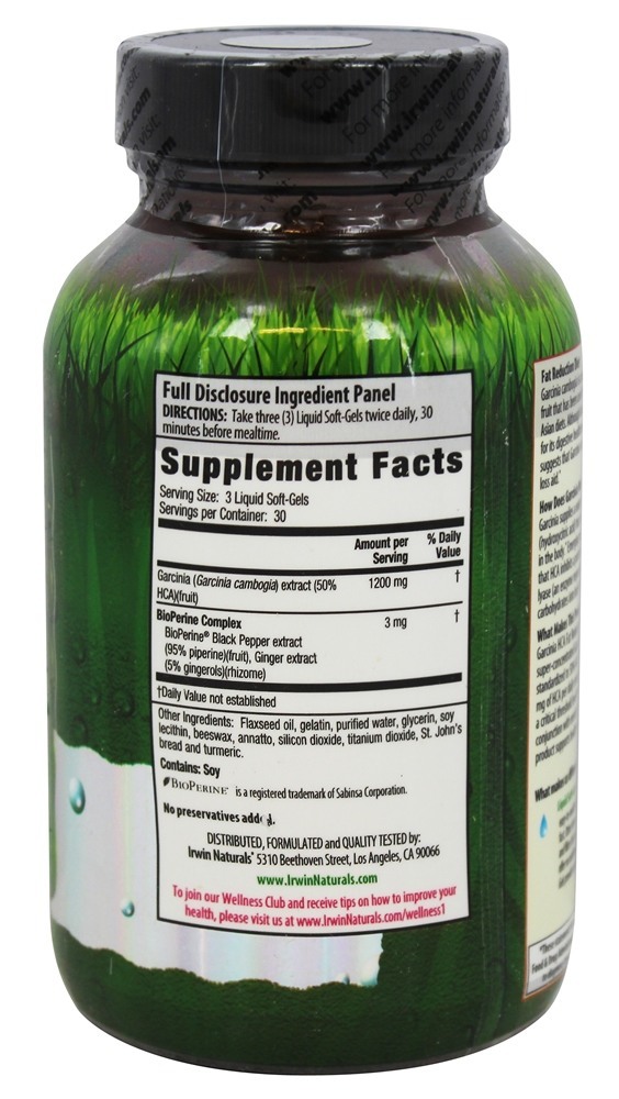Dieta de redução de gordura de Garcinia HCA - 90 Softgels Irwin Naturals - Imagem 2