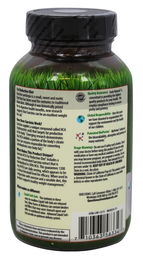 Dieta de redução de gordura de Garcinia HCA - 90 Softgels Irwin Naturals - Imagem 3