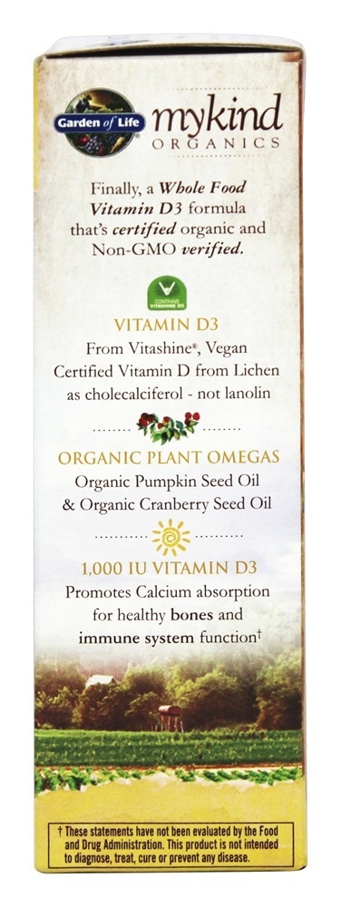 mykind Organics Vitamina D3 Vegana em Spray Sabor Baunilha 1000 UI - 2 fl. oz. Garden of Life - Imagem 4
