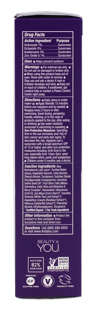 Soro Facial Reforçador de Idade que Desafia a Bricolagem 30 SPF - 2 fl. oz. Andalou Naturals - Imagem 2