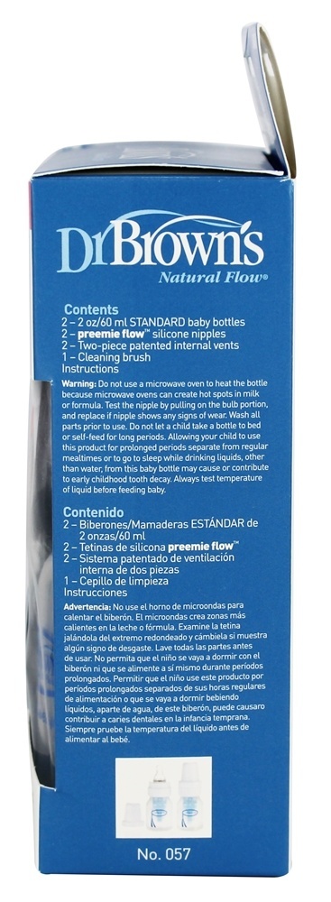 Garrafas de Fluxo Preemie Padrão de Vazão Natural 0m + 2 Pacote - 2 oz. Dr. Brown's - Imagem 2