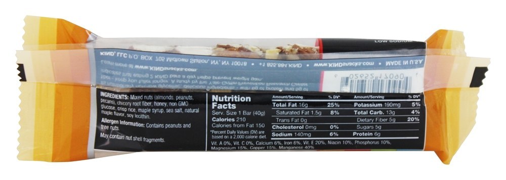 Nozes e Especiarias Bar Bege Nozes Pecan & Mar Salgado - 1.4 oz. Kind Bar - Imagem 2