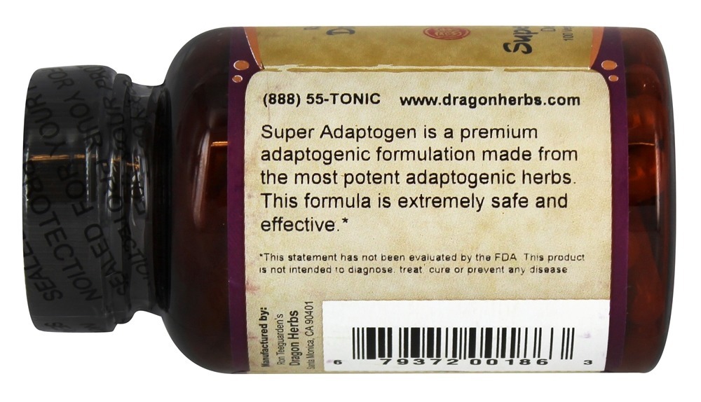 Super Adaptogen 500 mg. - Cápsulas vegetarianas 100 Dragon Herbs - Imagem 3