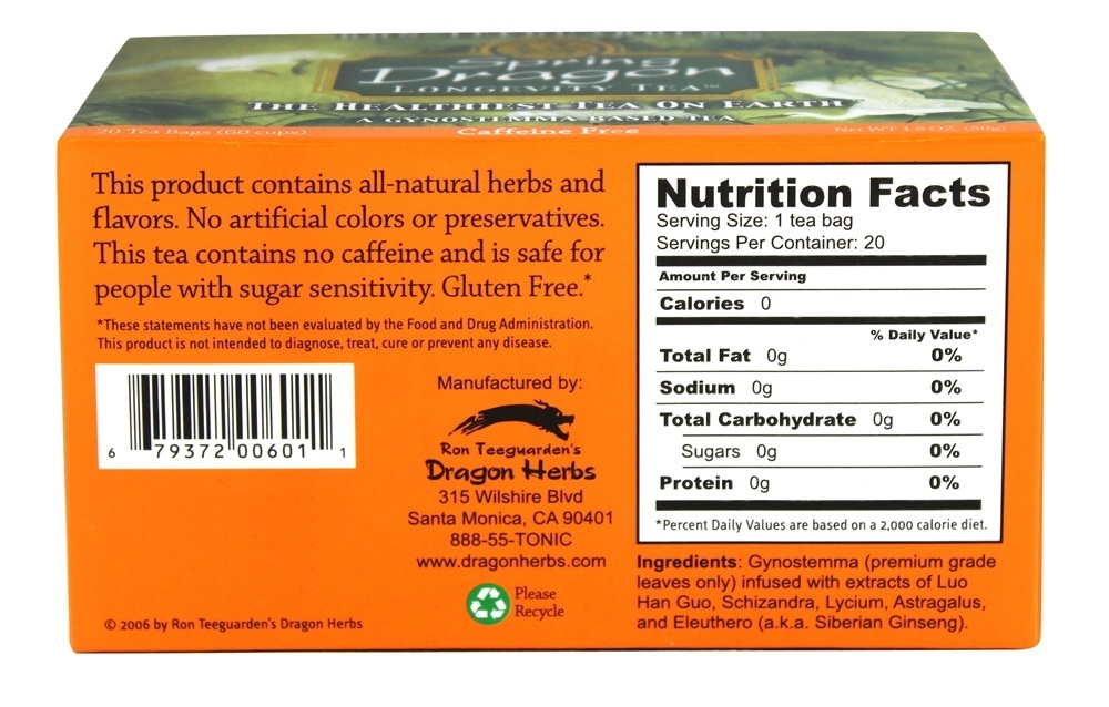 Chá Da Longevidade De Dragon Da Primavera Livre De Cafeína - 1.8 oz. Dragon Herbs - Imagem 2