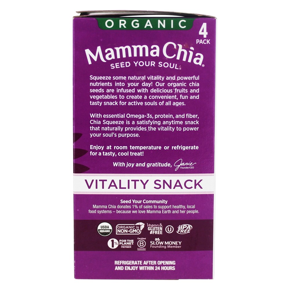 Orgânico Chia Espremer Vitalidade Lanche Amora preta Felicidade - Pacote 4 Mamma Chia - Imagem 4