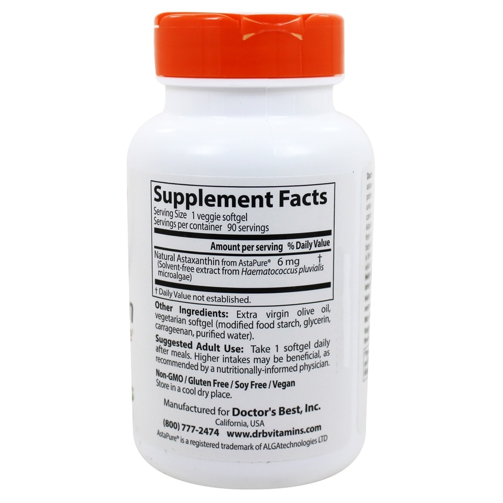 Astaxantina Com AstaPure12 6 mg. - 90 Softgels Doctor's Best - Imagem 2