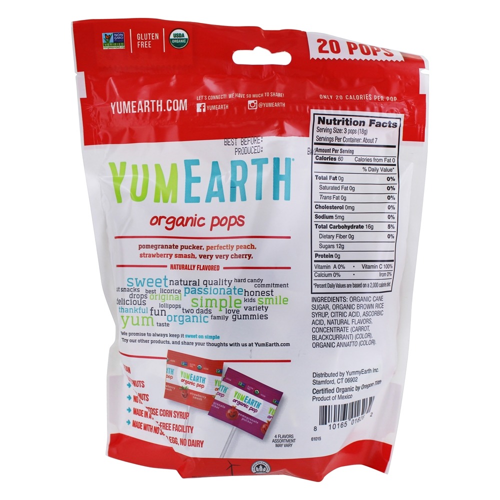 Pops orgânicos Sabores variados - 20 Pirulito (s) YumEarth - Imagem 2
