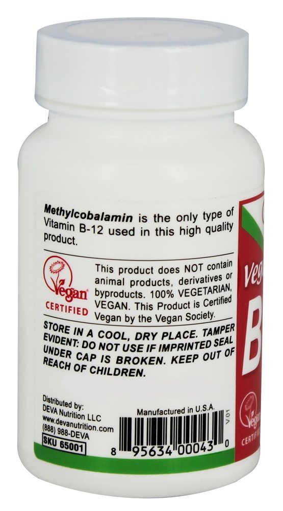 Vitamina B12 Vegana Sublingual 2500 mcg. - 90 Tablets Deva Nutrition - Imagem 3