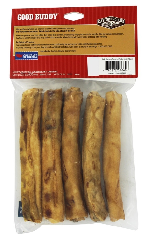 Bom Amigo EUA Rawhide 5 Polegadas Sticks - Pacote 5 Castor & Pollux - Imagem 2
