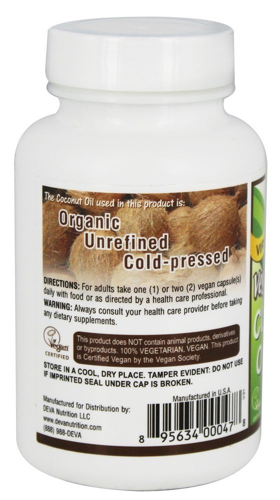 Óleo De Coco Virgem Vegano - 90 Tampas veganas Deva Nutrition - Imagem 3