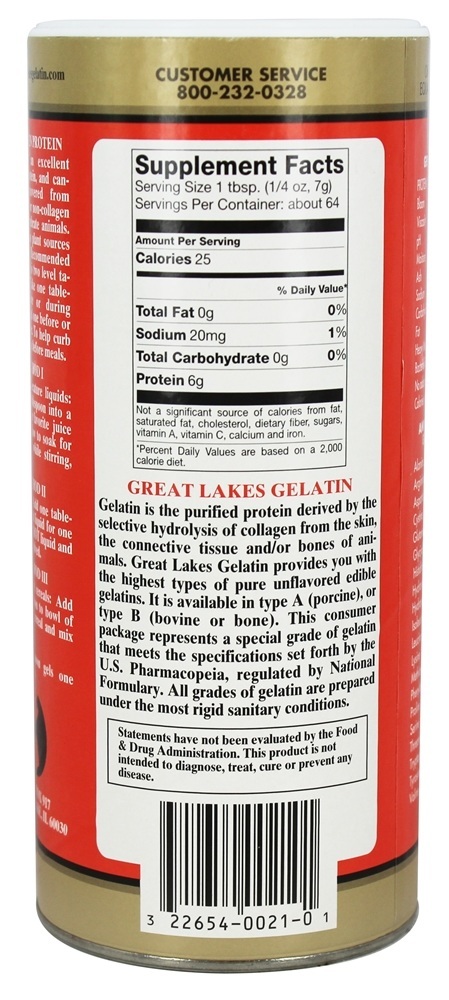 Cuidados de articulação de colágeno de gelatina suína sem sabor - 16 oz. Great Lakes - Imagem 2