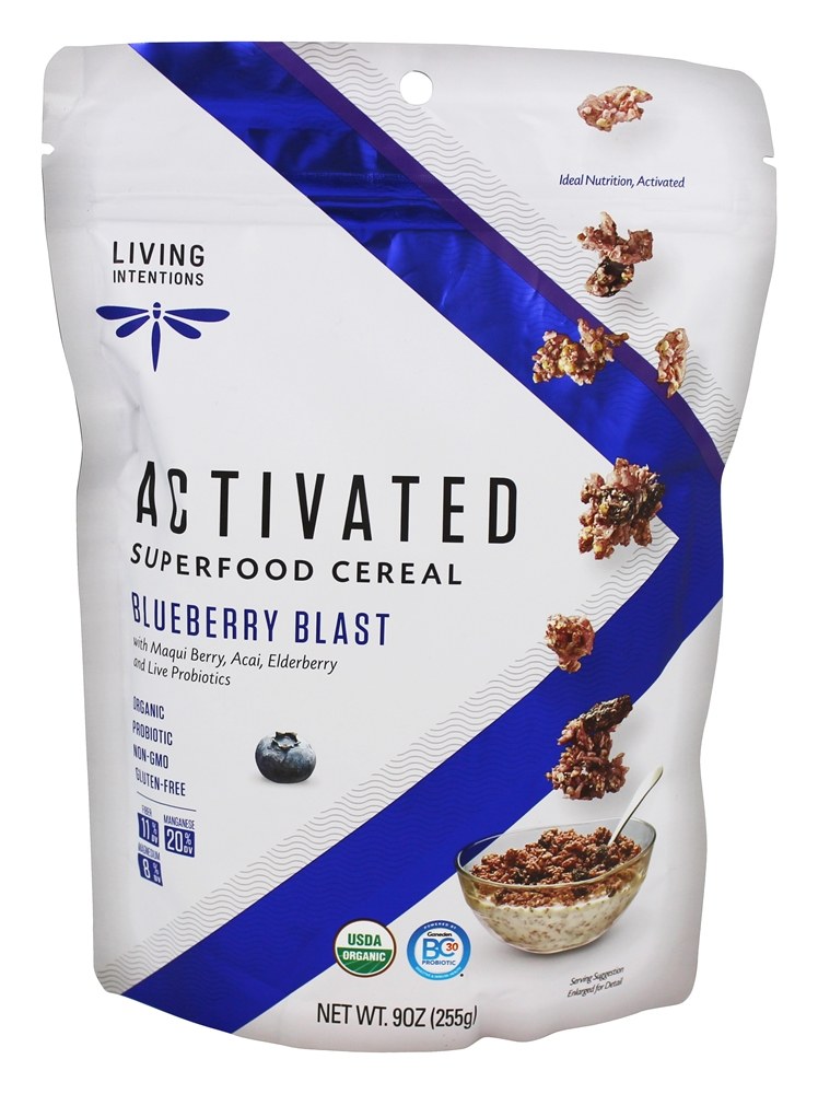 Explosão de mirtilo de cereais Superfood ativado - 9 oz. Living Intentions