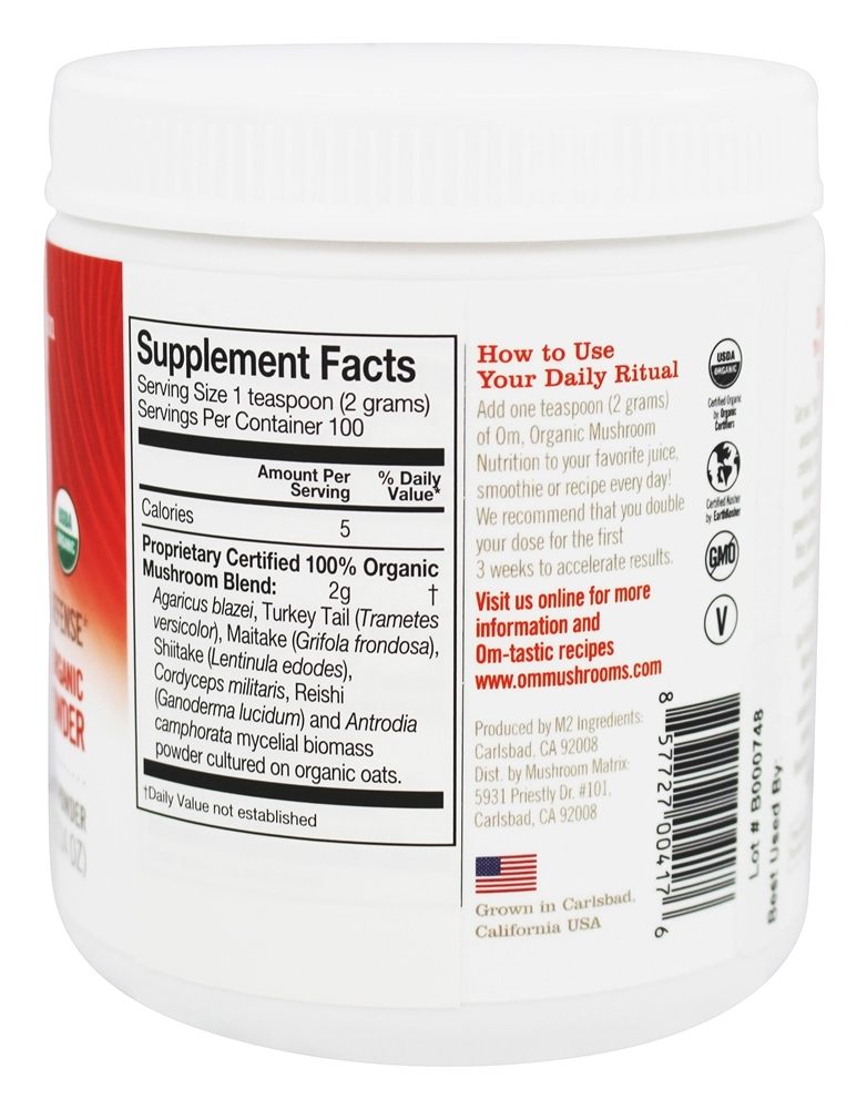 Cogumelo Orgânico Imune Em Pó - 7.14 oz. Matriz de Cogumelo Anteriormente Om - Imagem 2