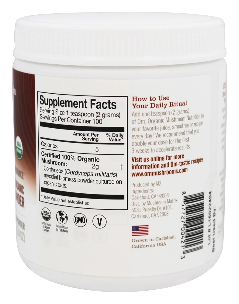 Cogumelo Cordyceps Orgânico em Pó - 7.14 oz. Matriz de Cogumelo Anteriormente Om - Imagem 2