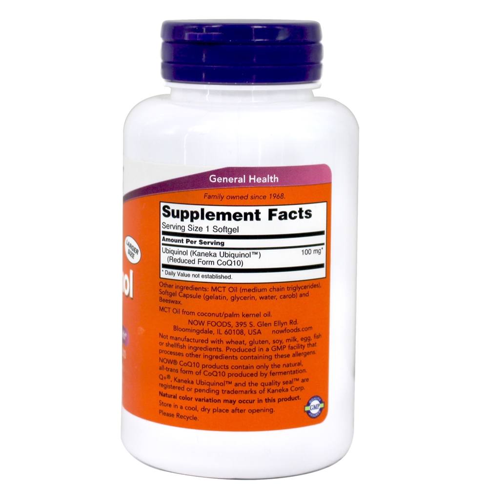 Ubiquinol Para Saúde Cardiovascular 100 mg. - 120 Softgels NOW Foods - Imagem 2