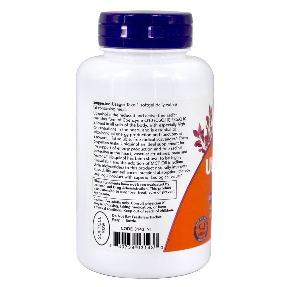 Ubiquinol Para Saúde Cardiovascular 100 mg. - 120 Softgels NOW Foods - Imagem 3