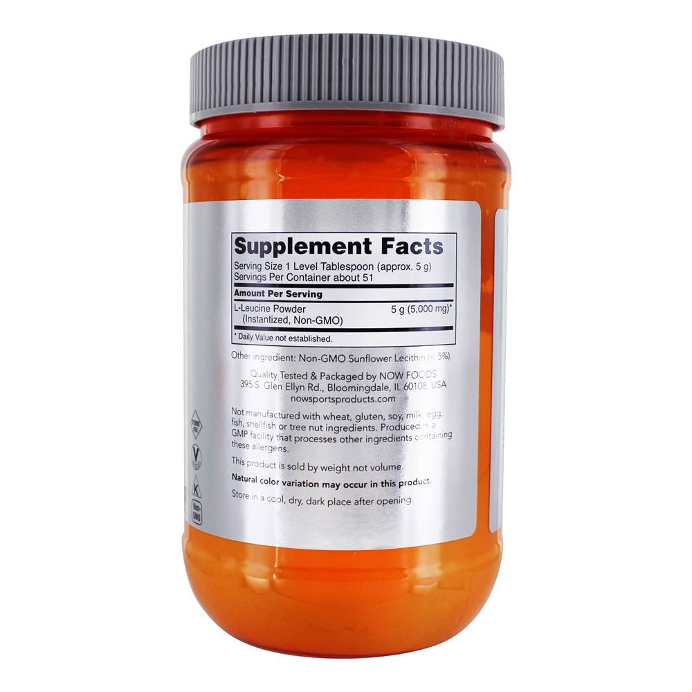NOW Sports L-Leucine Aminoácido em pó - 9 oz. NOW Foods - Imagem 2