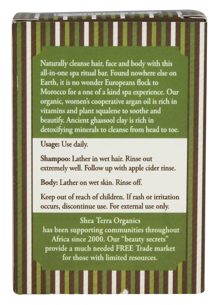 Shampoo e Spa Sabonete Ritual Argan & Gassool - 4 oz. Shea Terra Organics - Imagem 3