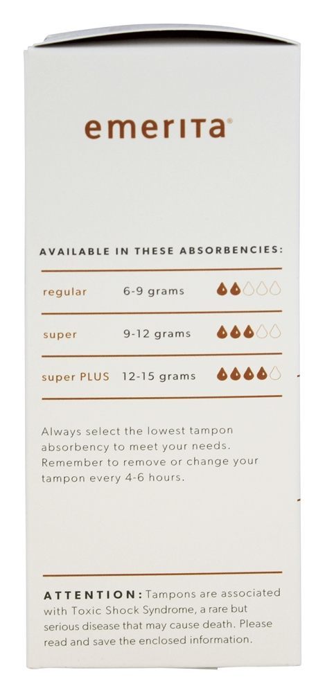 Tampões 100 % Algodão Orgânico com Aplicador de Papelão Super Plus - 14 Contagem Emerita - Imagem 3