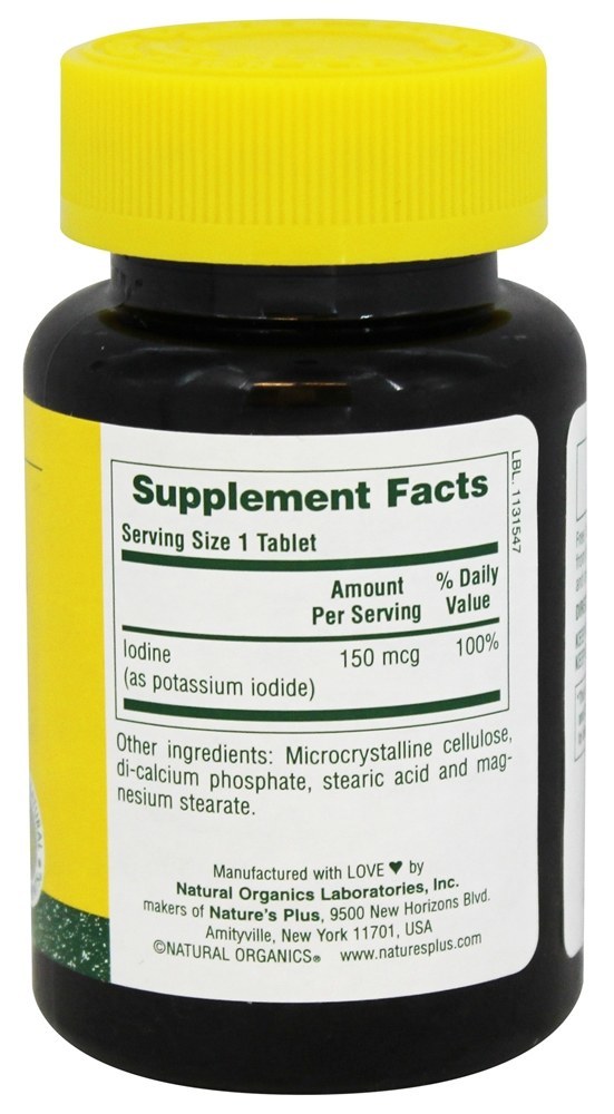 Suplemento de Iodeto de Potássio 150 mcg. - 100 Tablets Natures Plus - Imagem 2