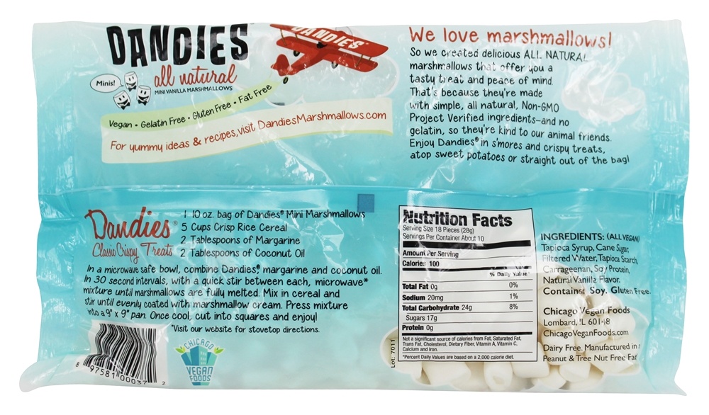 Todos Natural Mini- Marshmallows Baunilha - 10 oz. Dandies - Imagem 2