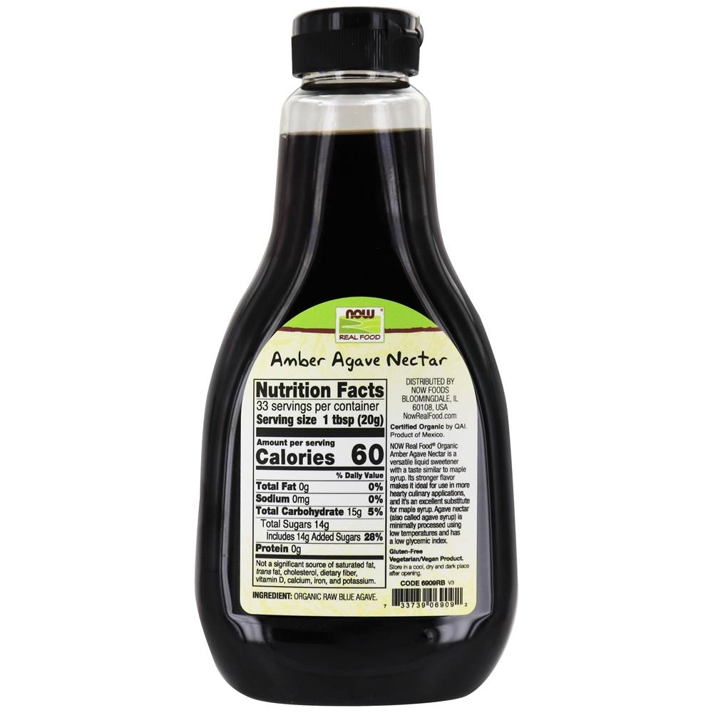 NOW Real Food Agave Orgânico Néctar Âmbar - 23.28 oz. NOW Foods - Imagem 2