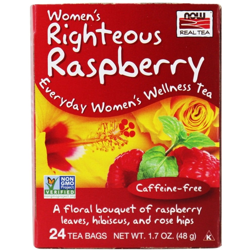 NOW Real Tea Bem-estar para mulheres Chá Sem cafeína Framboesa justa - 24 Saquinhos de Chá NOW Foods