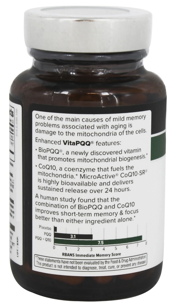 Suporte Cognitivo Aprimorado VitaPQQ - Cápsulas vegetarianas 30 Quality Of Life Labs - Imagem 3