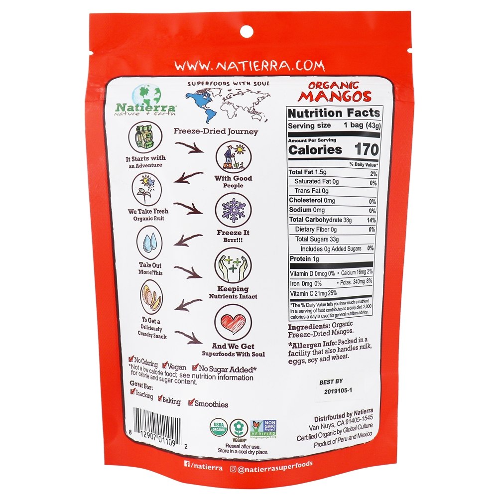 Mangas liofilizadas Natierra - 1.5 oz. Nature's All Foods - Imagem 2