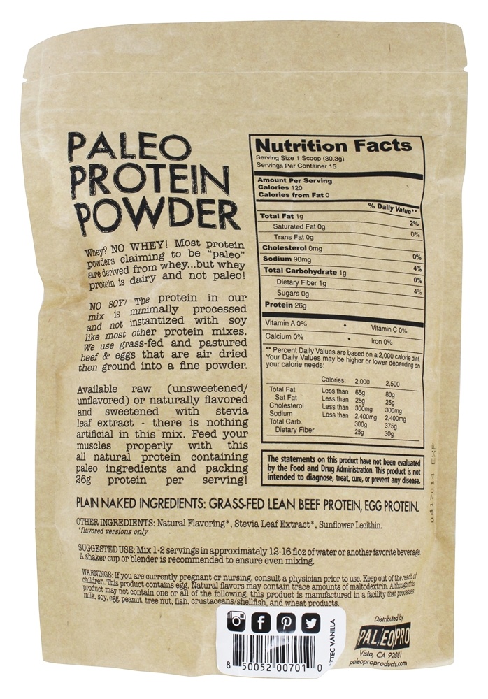 Paleo Proteína Pó Asteca Baunilha - 1 lb. Paleo Pro - Imagem 2