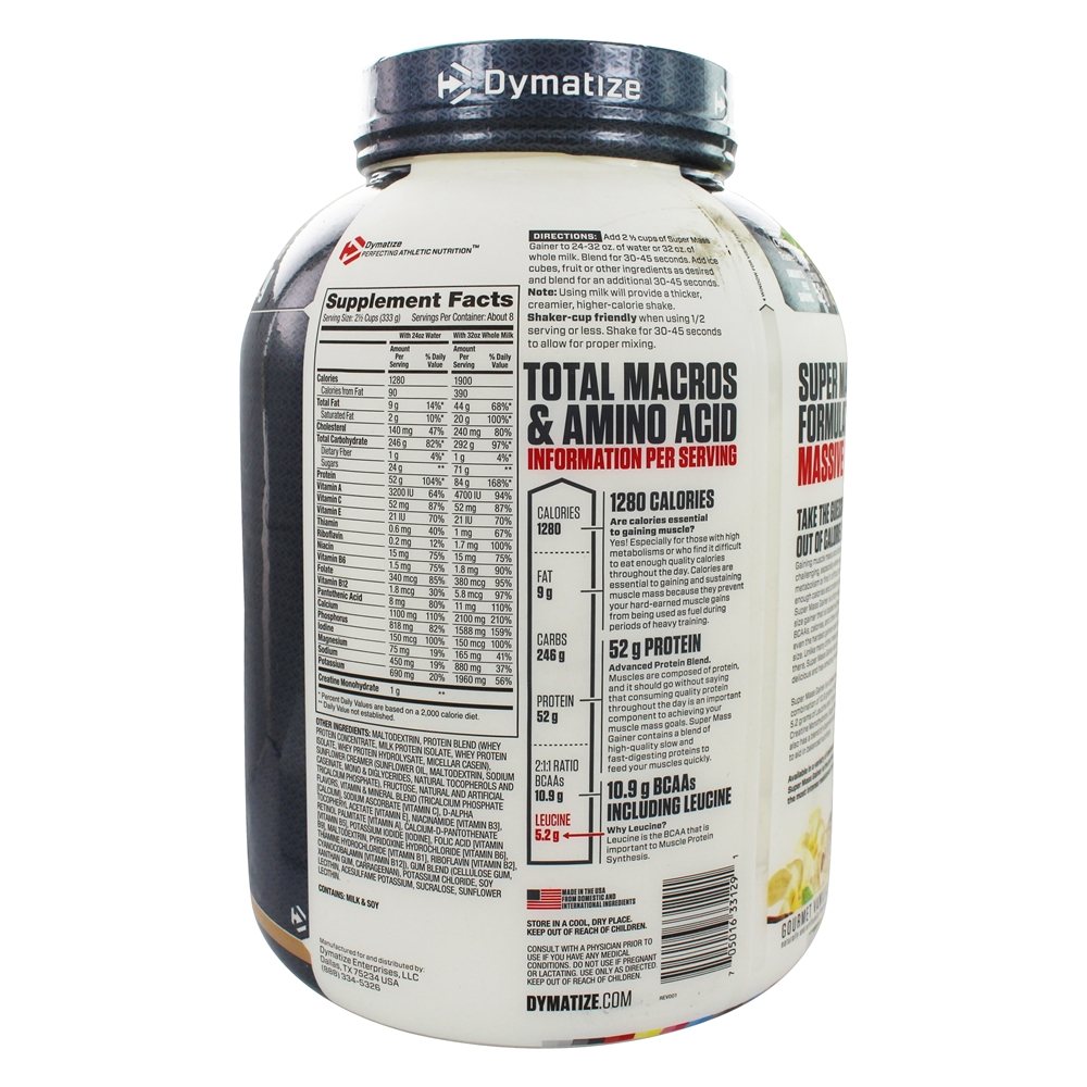 Super Massa Gainer Proteína Pó Gourmet Baunilha - 6 lbs. Dymatize Nutrition - Imagem 2