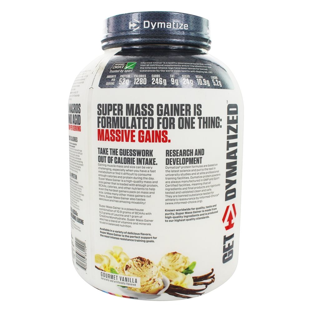 Super Massa Gainer Proteína Pó Gourmet Baunilha - 6 lbs. Dymatize Nutrition - Imagem 3