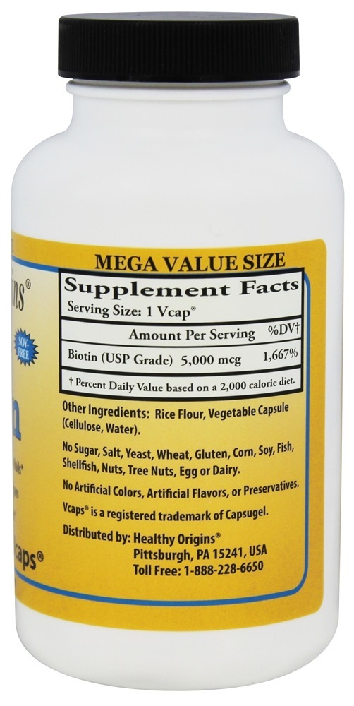Biotina de alta potência 5000 mcg. - Cápsulas vegetarianas 360 Healthy Origins - Imagem 2