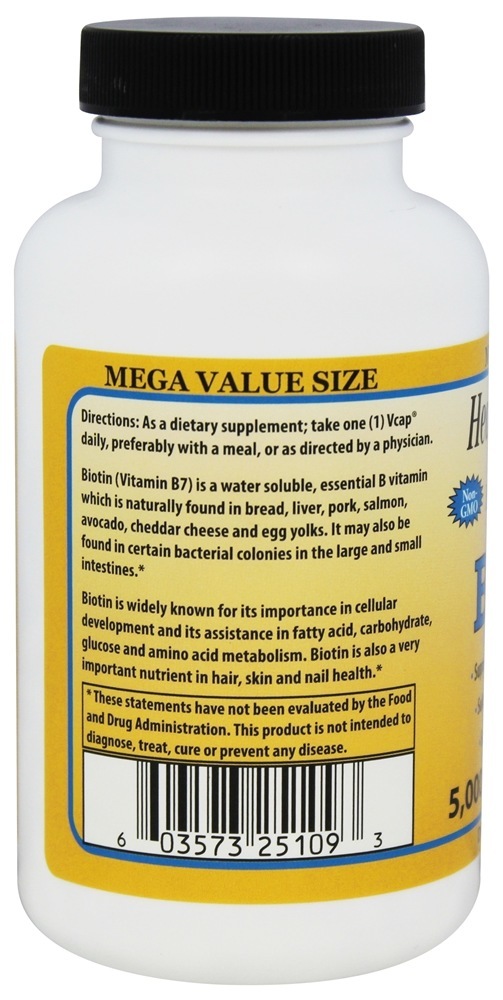 Biotina de alta potência 5000 mcg. - Cápsulas vegetarianas 360 Healthy Origins - Imagem 3