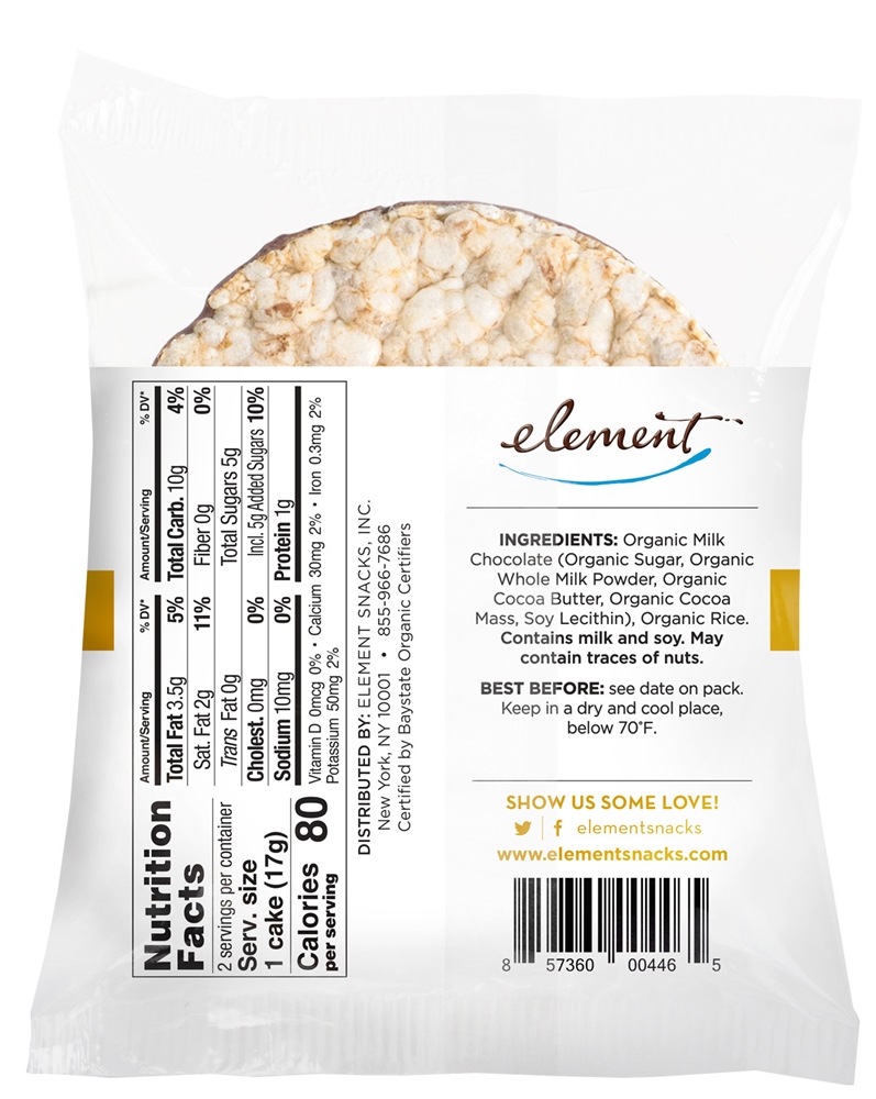 Bolos De Arroz Chocolate De Leite - 1.2 oz. Element - Imagem 2