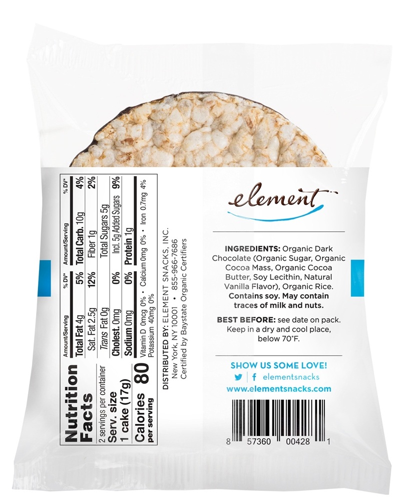 Bolinhos De Arroz De Chocolate Escuro - 1.2 oz. Element - Imagem 2