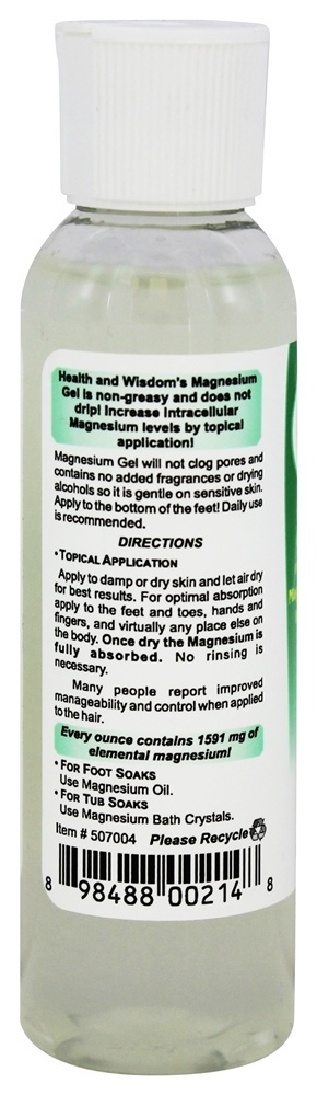 Gel De Magnésio - 4 fl. oz. Health and Wisdom - Imagem 3