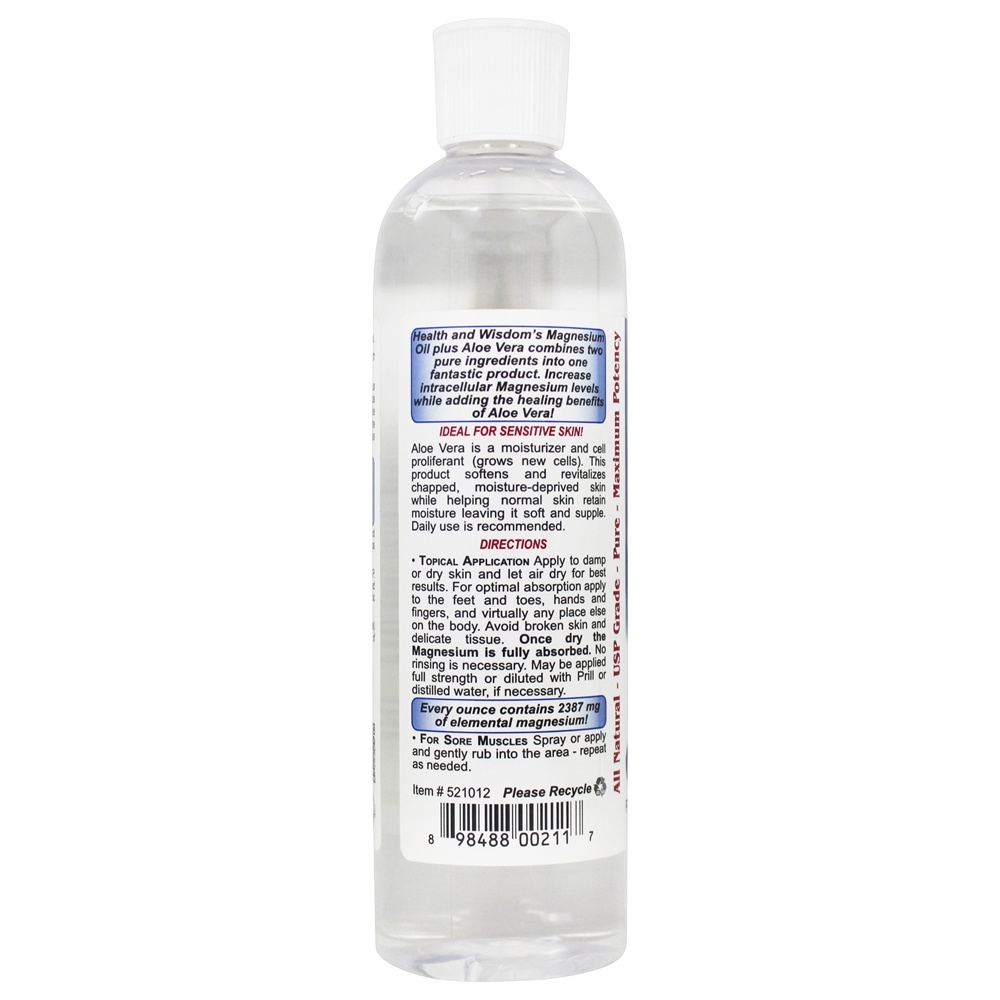 Óleo de magnésio mais Aloe - 12 fl. oz. Health and Wisdom - Imagem 3