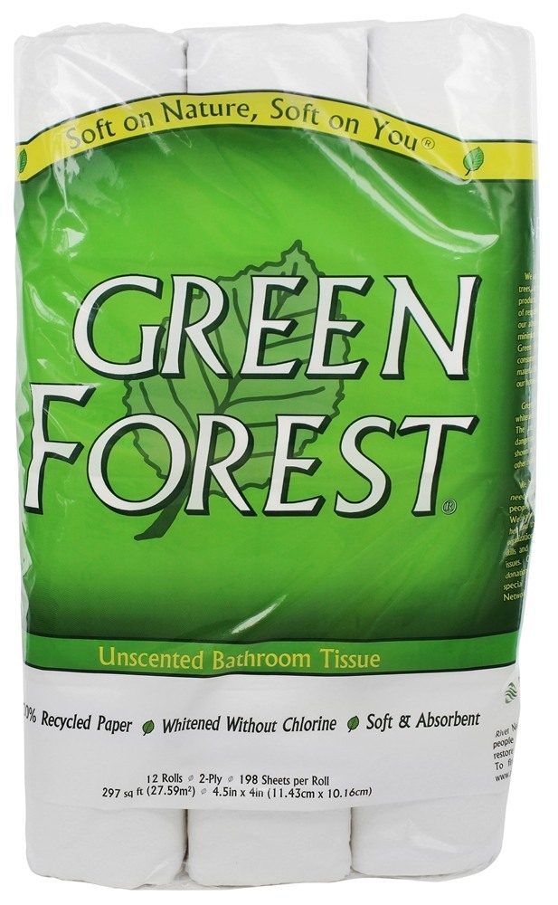 Banho de tecido 100 % reciclado 2-Ply 198 Sheets - 12 Rolo (s) Green Forest