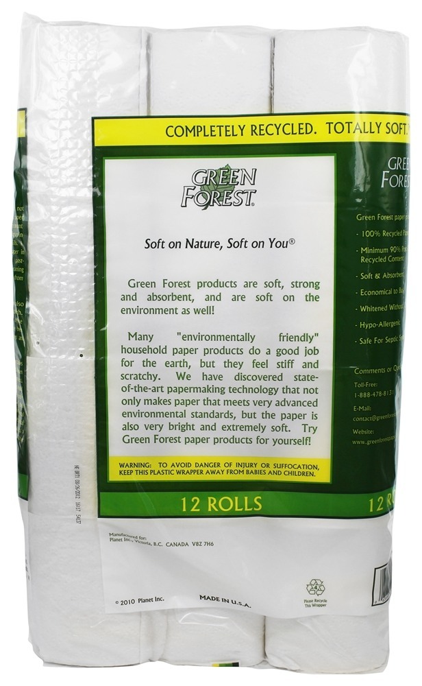 Banho de tecido 100 % reciclado 2-Ply 198 Sheets - 12 Rolo (s) Green Forest - Imagem 3
