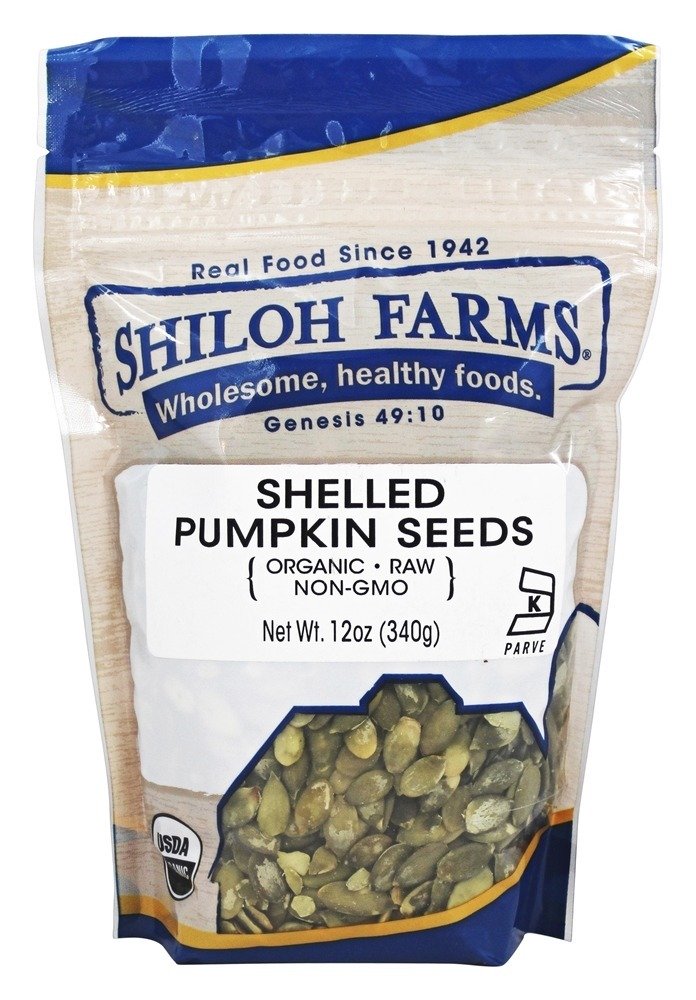 Sementes de abóbora sem casca orgânica - 12 oz. Shiloh Farms