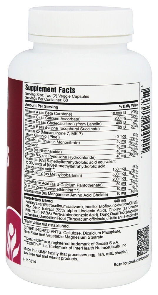 Adolescente Meninas Tampas Diário Múltiplas Vitamina - Cápsulas vegetarianas 120 Michael's Naturopathic Programs - Imagem 2