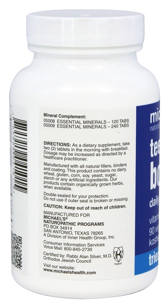 Teen Boys Tabs Multivitamínico Diário Para Rapazes - 90 Comprimidos vegetarianos Michael's Naturopathic Programs - Imagem 3