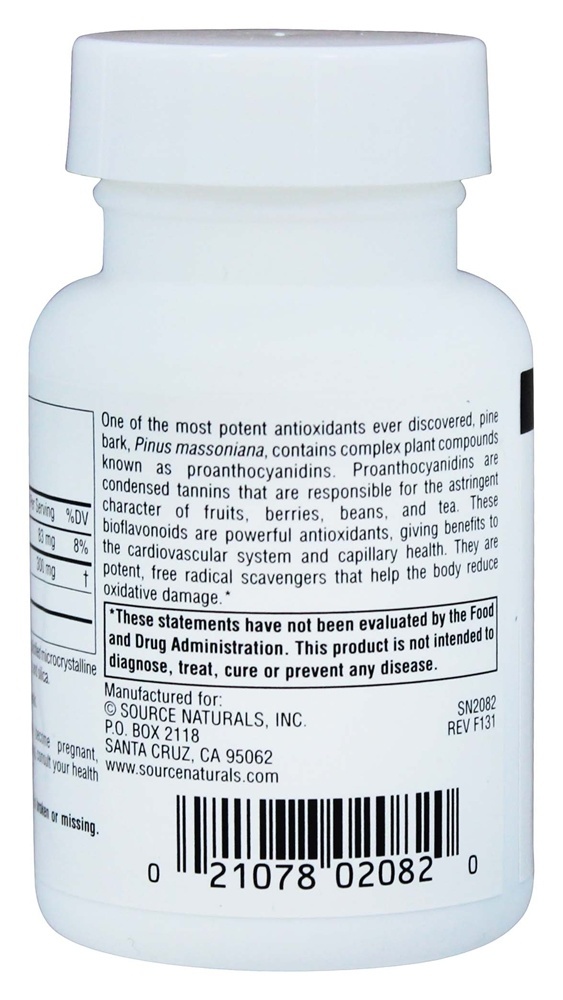 Extrato de casca de pinheiro 150 mg. - 30 Tablets Source Naturals - Imagem 3