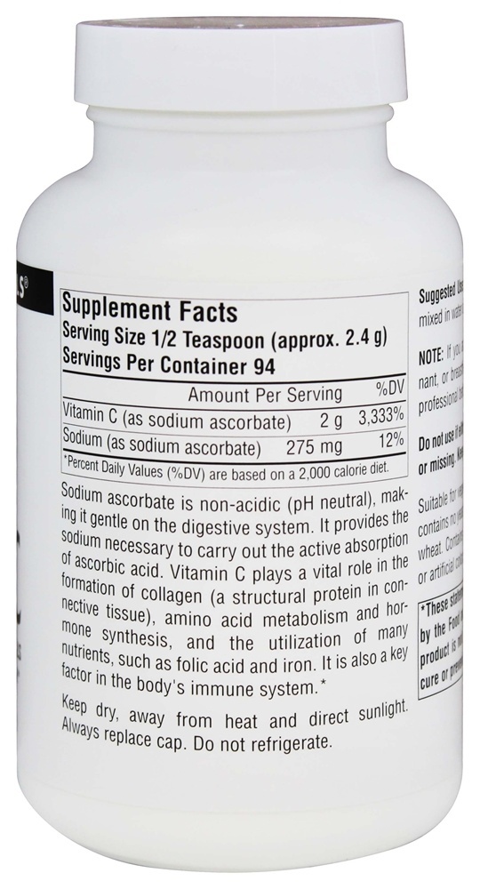 Cristais de Ascorbato de Sódio de Vitamina C - 8 oz. Source Naturals - Imagem 2